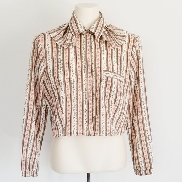 Refashioned Ruffled Collar Cropped Blouse (S/M) - Picture 2 of 9